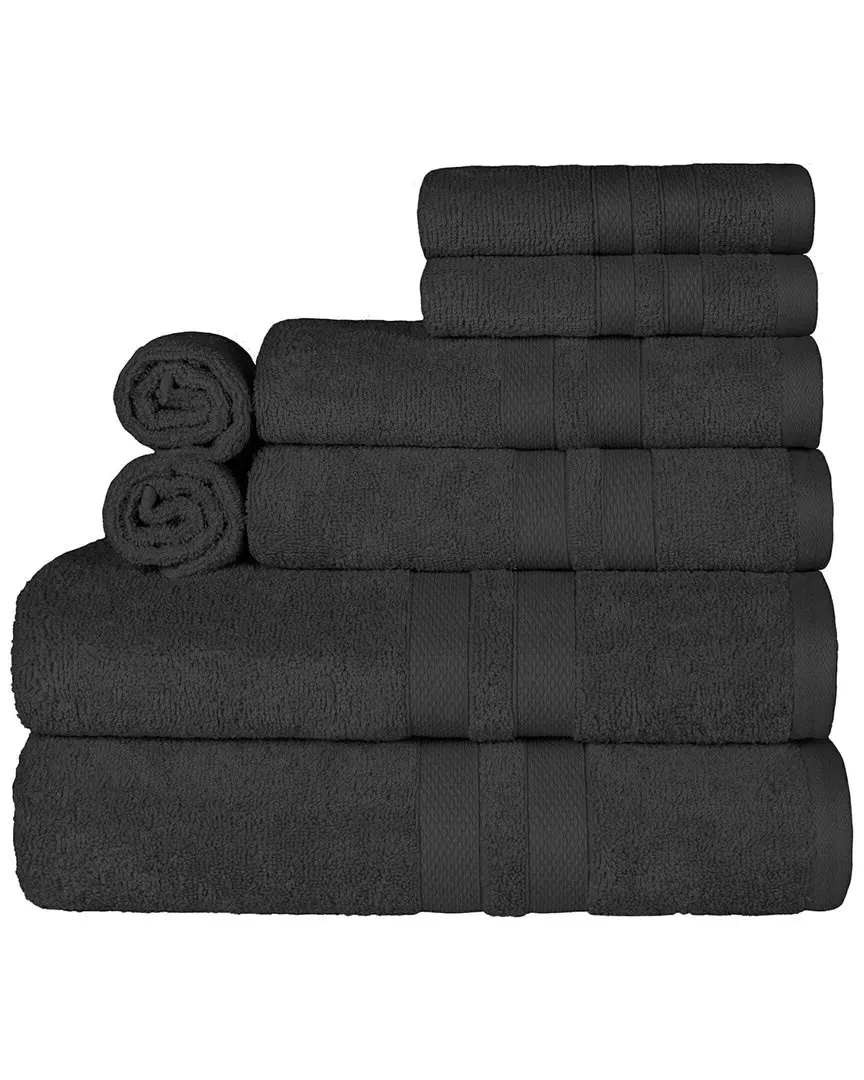 Cotton 8Pc Quick-Drying Towel Set - Black