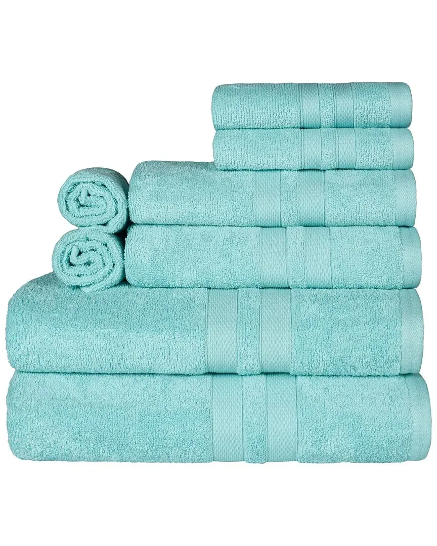 Cotton 8Pc Quick-Drying Towel Set - Cyan