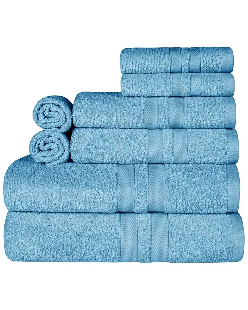 Cotton 8Pc Quick-Drying Towel Set - Denim Blue