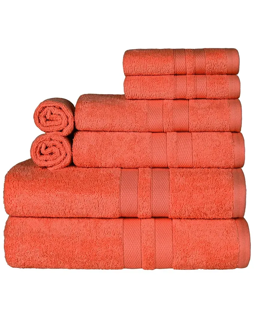 Cotton 8Pc Quick-Drying Towel Set - Orange