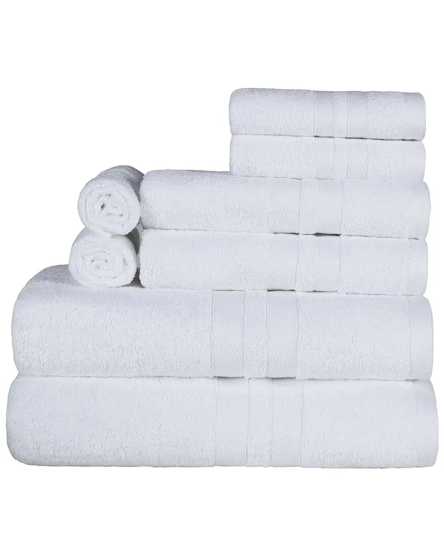 Cotton 8Pc Quick-Drying Towel Set - White