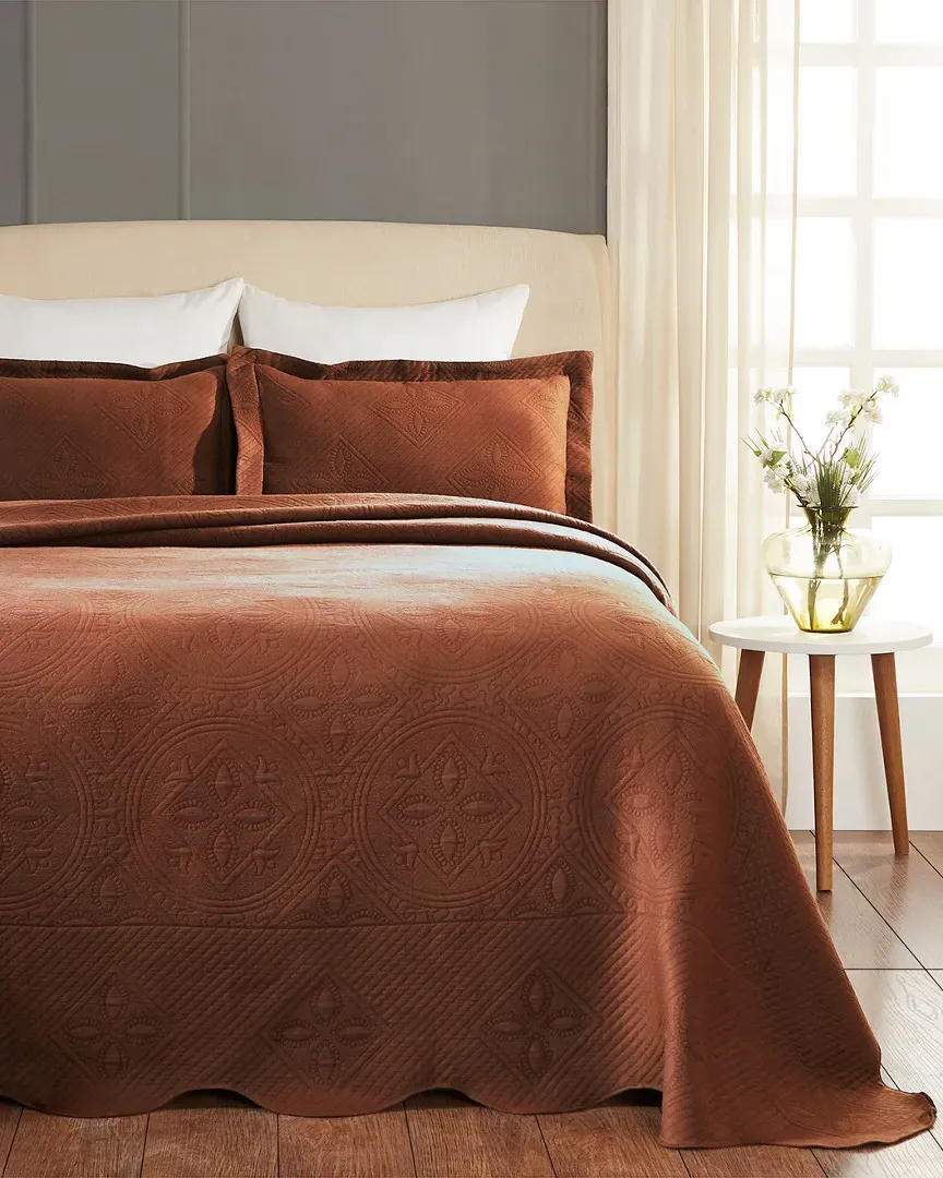 Cotton Celtic Circle Matelasse Bedspread Set - Cappuccino image