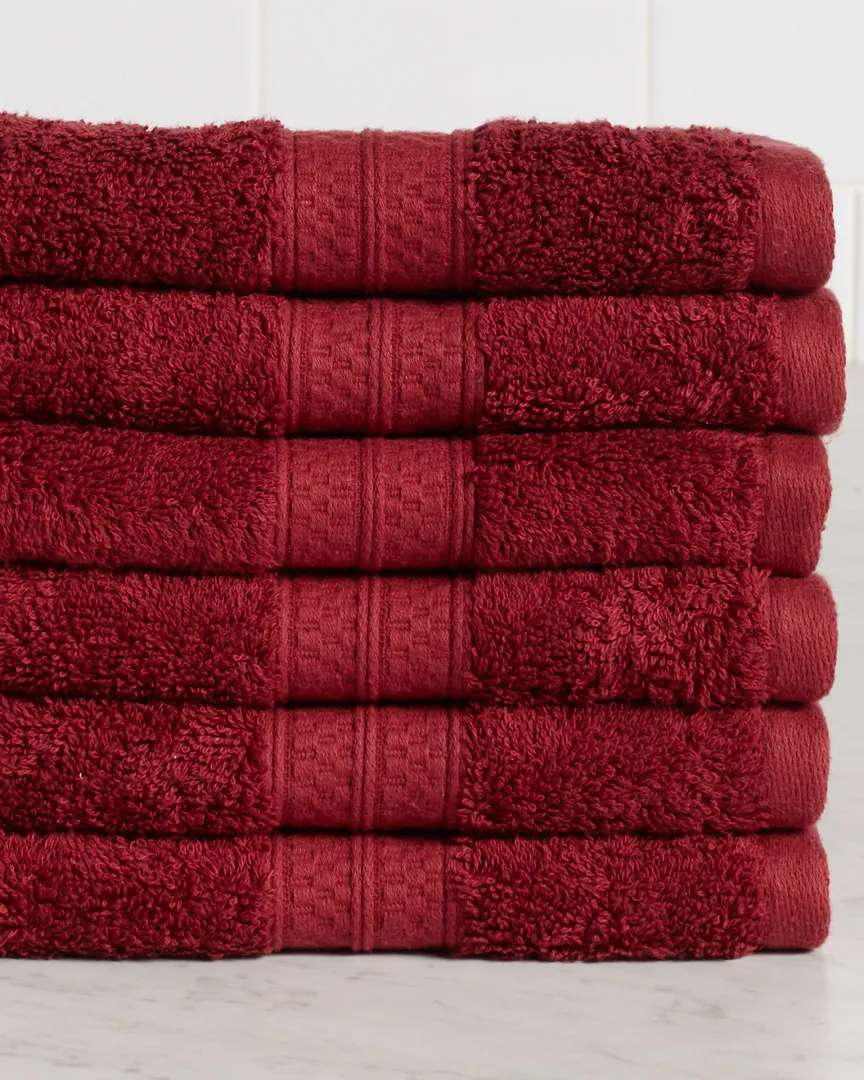 Cotton Rayon Bamboo Blend 6pc Hand Towel Set - Crimson