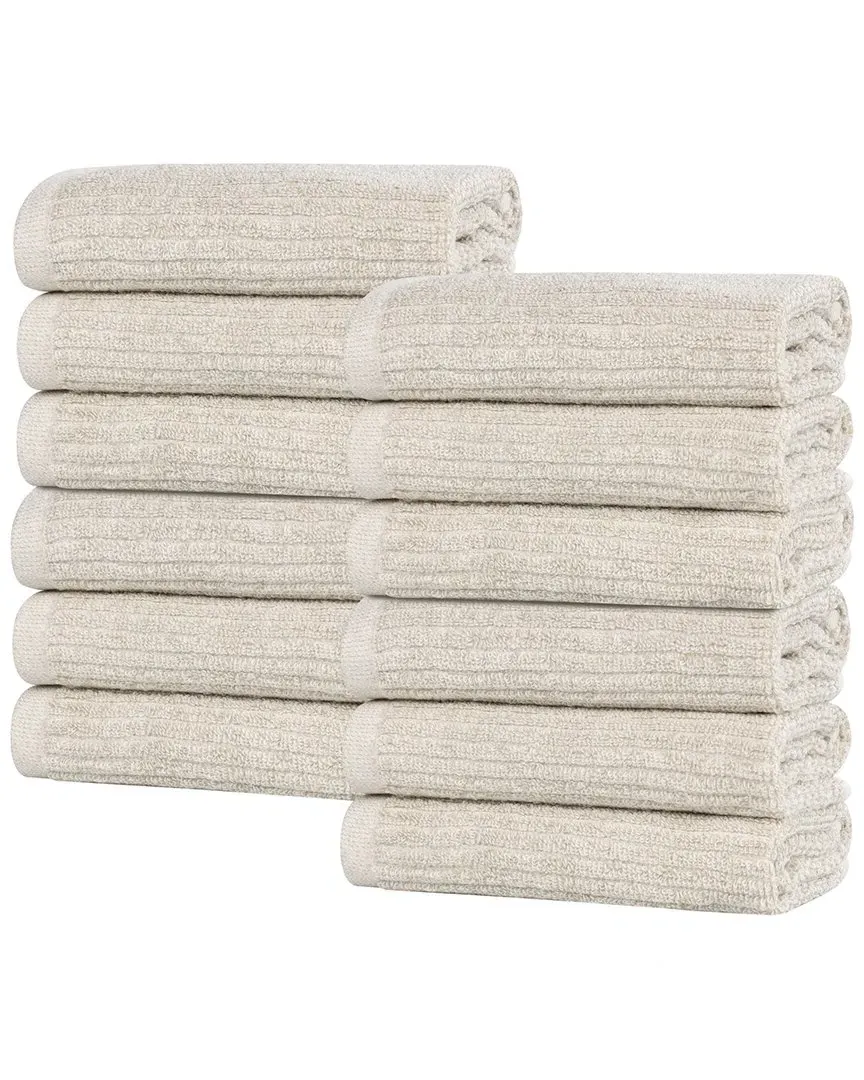 Destin 12-Piece Ribbed Washcloth Set - Beige, Cotton Viscose image