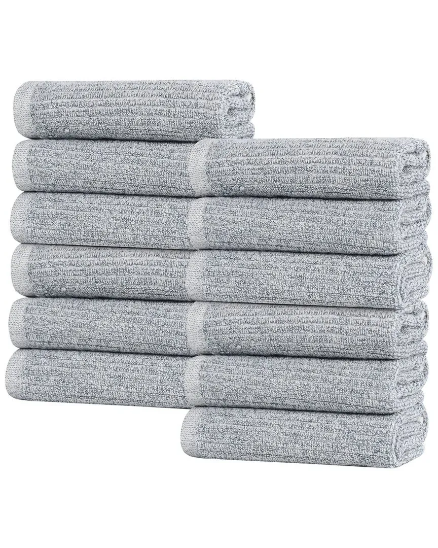 Destin 12-Piece Ribbed Washcloth Set - Denim Blue, Cotton Viscose