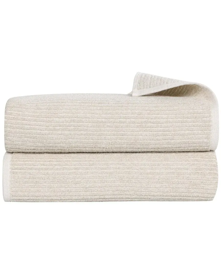 Destin 2-Piece Ribbed Bath Sheet Set - Beige, Cotton Viscose
