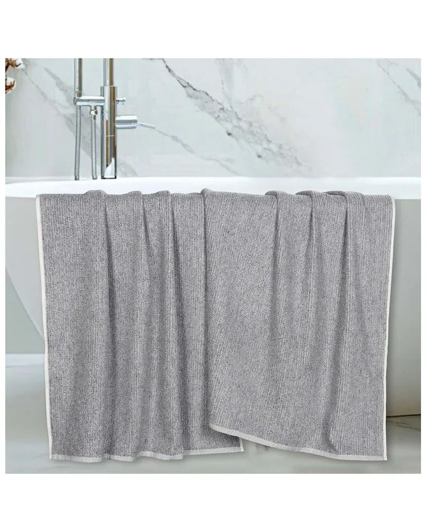 Destin 2-Piece Ribbed Bath Sheet Set - Charcoal, Cotton Viscose