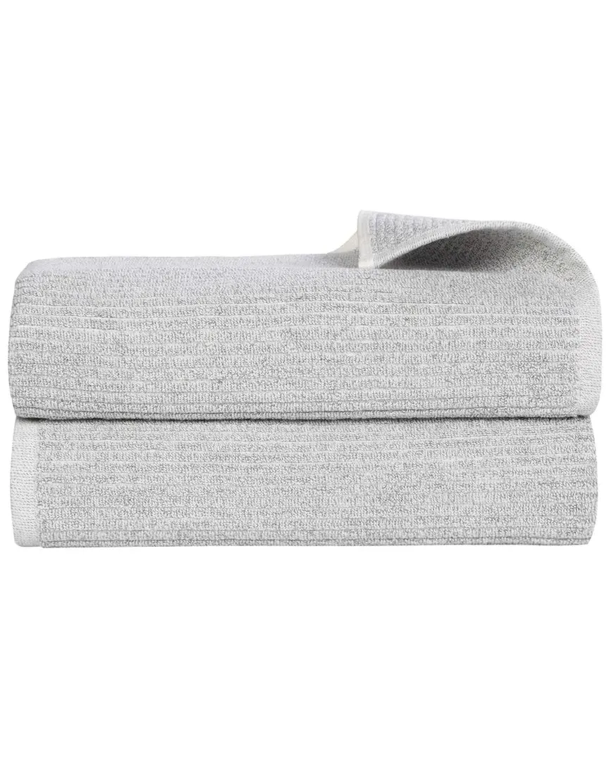 Destin 2-Piece Ribbed Bath Sheet Set - Platinum, Cotton Viscose