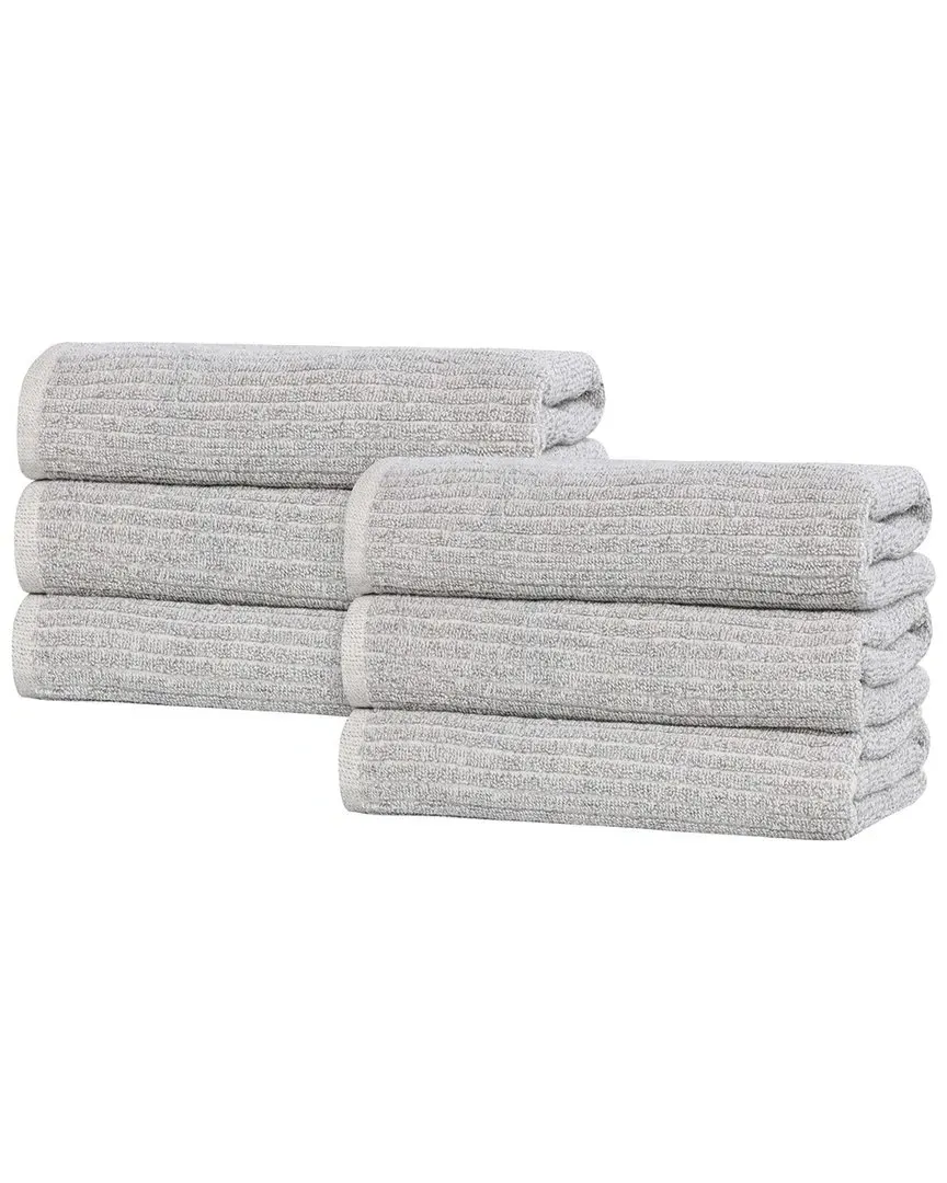 Destin 6-Piece Ribbed Hand Towel Set - Platinum, Cotton Viscose