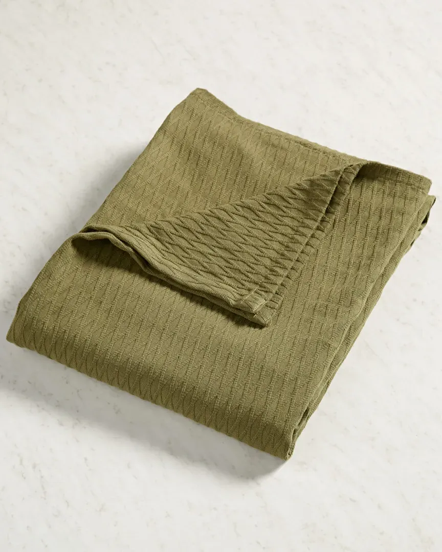 Diamond All-Season Breathable Blanket - Forest Green, Cotton