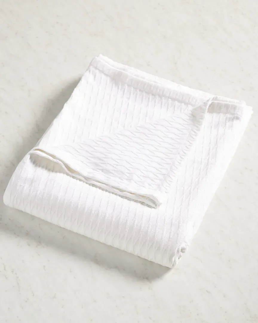 Diamond All-Season Breathable Blanket - White, Cotton