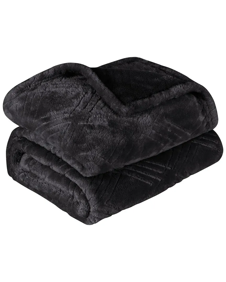 Diamond Flannel Fleece Blanket - Black, Polyester image