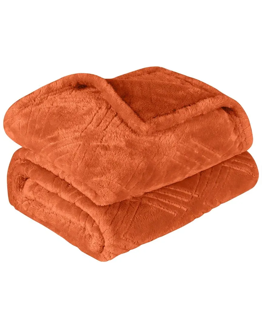 Diamond Flannel Fleece Throw - Rust, Polyester