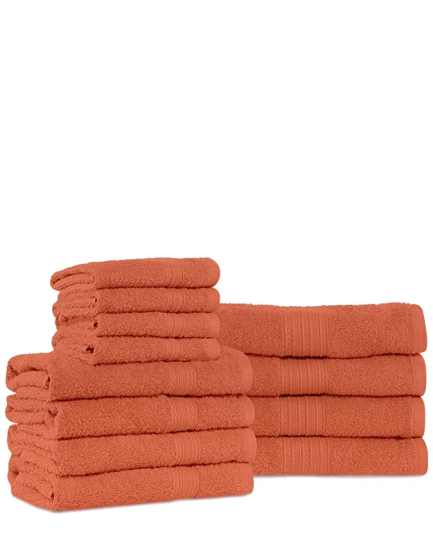Eco-Friendly 12pc Cotton Towel Set - Coral