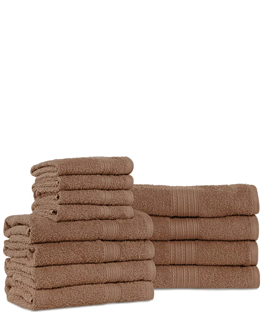 Eco-Friendly 12pc Cotton Towel Set - Dark Brown