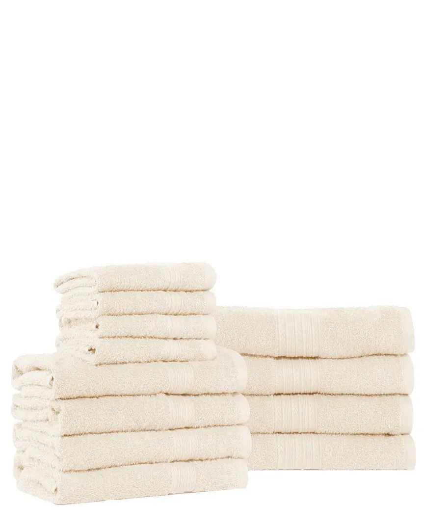 Eco-Friendly 12pc Cotton Towel Set - Ivory