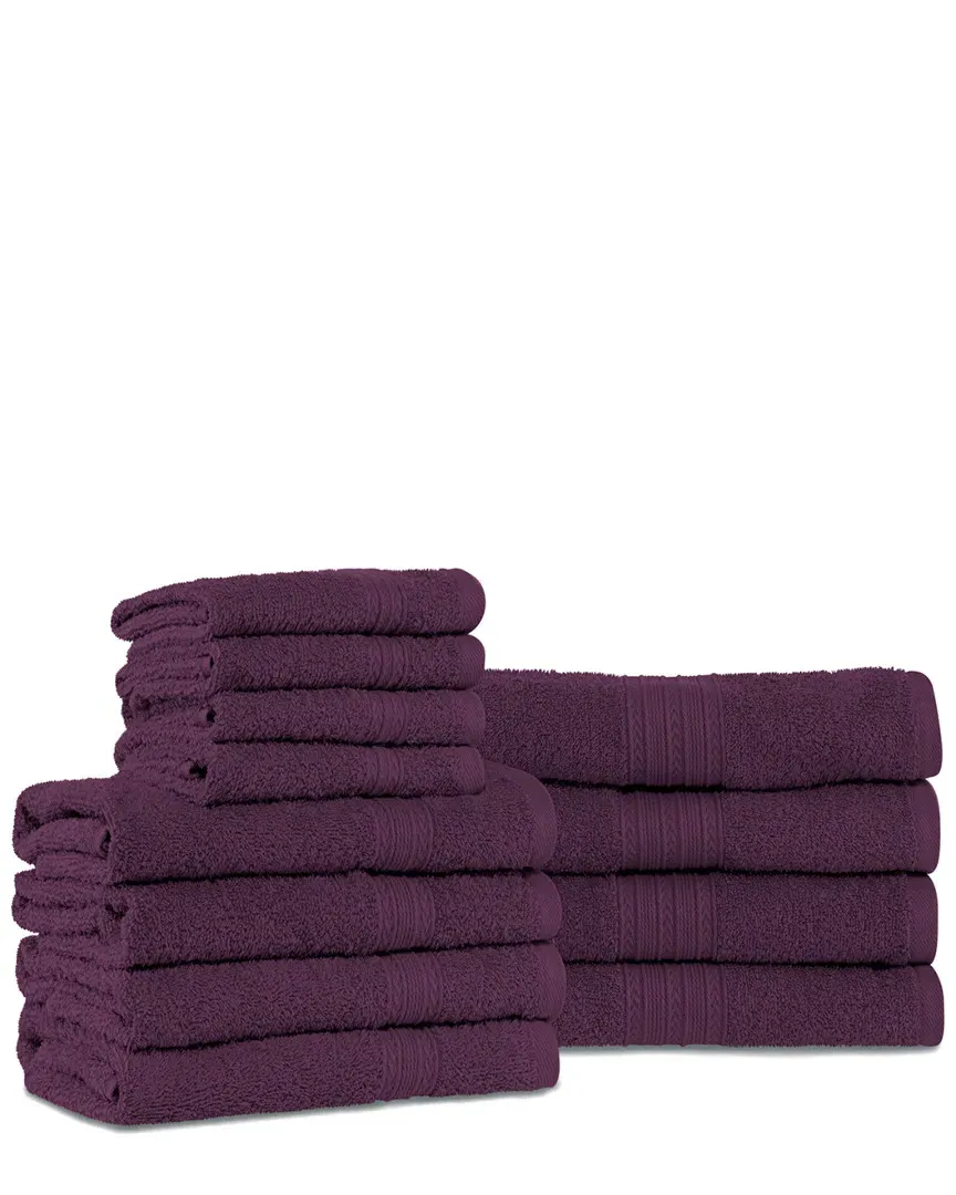 Eco-Friendly 12pc Cotton Towel Set - Purple