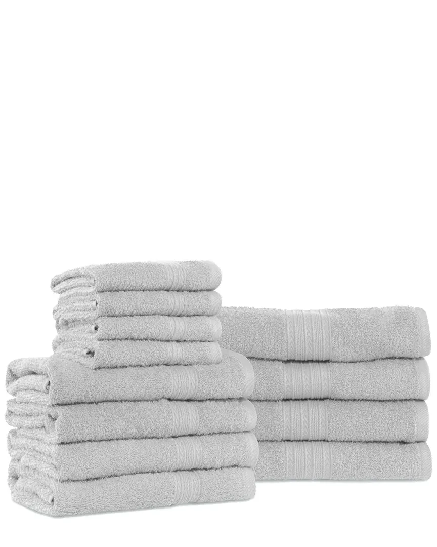 Eco-Friendly 12pc Cotton Towel Set - Silver