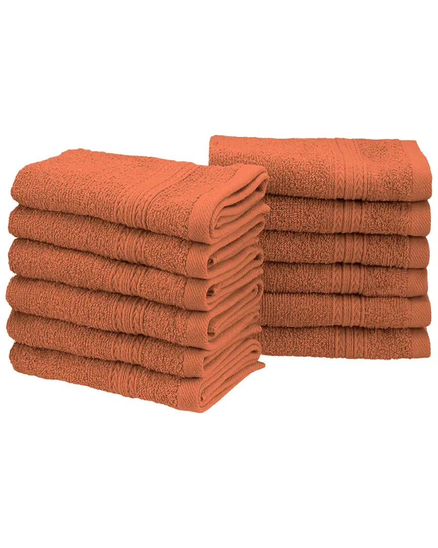 Eco-Friendly 12pc Face Cotton Towel Set - Copper