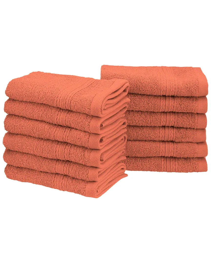 Eco-Friendly 12pc Face Cotton Towel Set - Coral