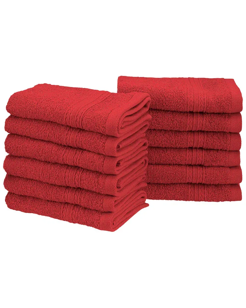 Eco-Friendly 12pc Face Cotton Towel Set - Cranberry