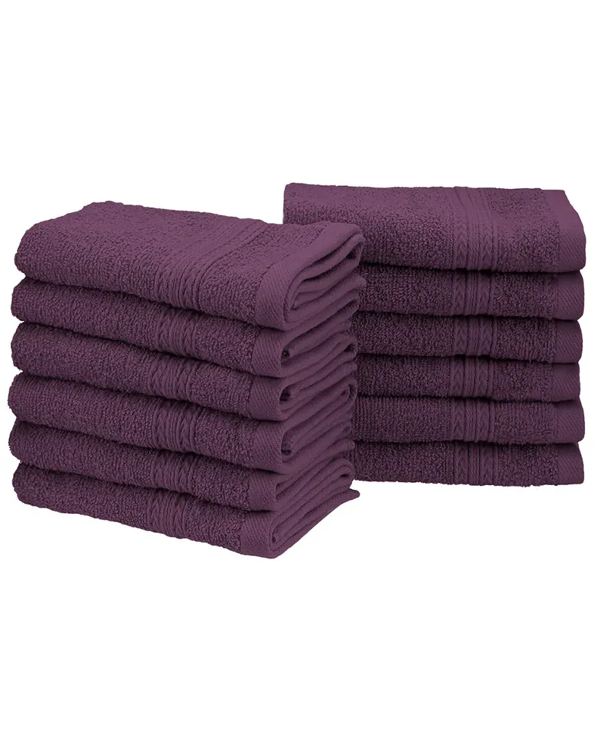 Eco-Friendly 12pc Face Cotton Towel Set - Eggplant