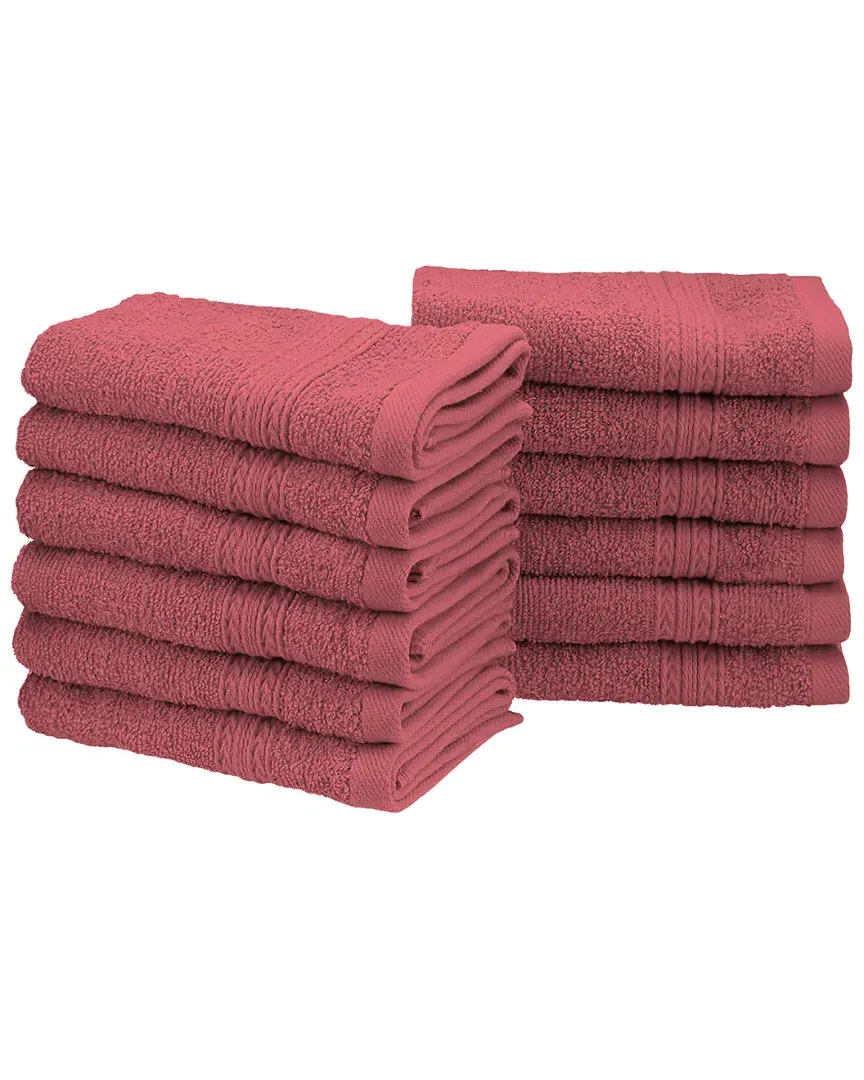 Eco-Friendly 12pc Face Cotton Towel Set - Rosewood