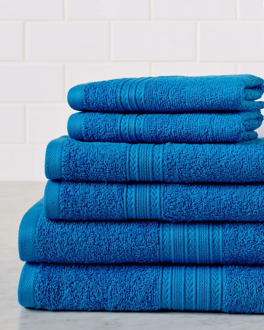 Eco-Friendly 6pc Absorbent Cotton Towel Set - Aster Blue