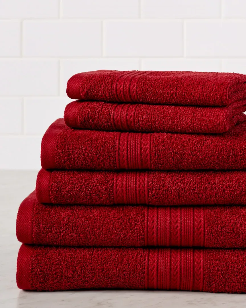 Eco-Friendly 6pc Absorbent Cotton Towel Set - Cranberry
