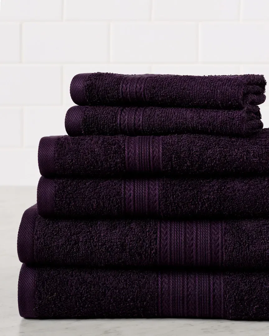 Eco-Friendly 6pc Absorbent Cotton Towel Set - Eggplant