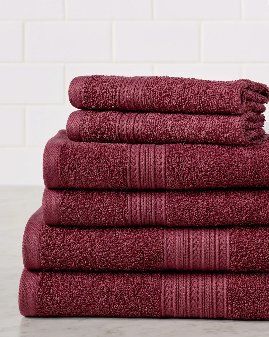Eco-Friendly 6pc Absorbent Cotton Towel Set - Rosewood