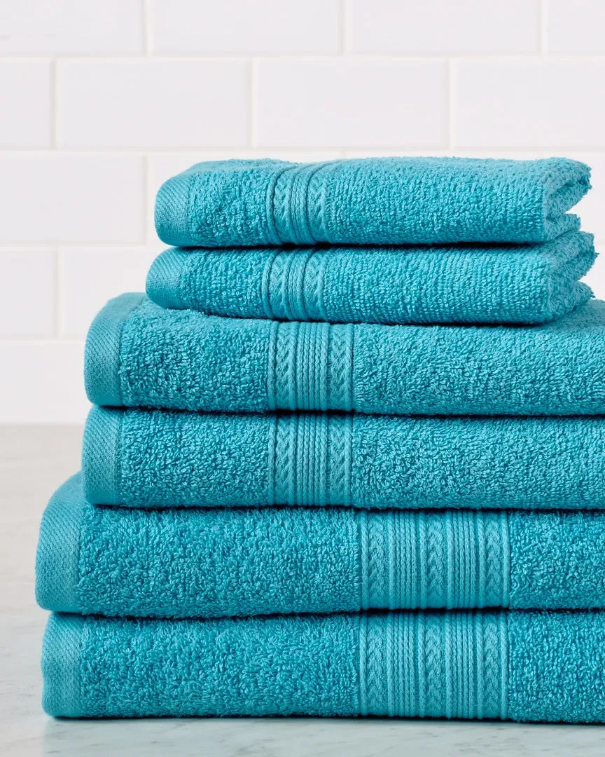 Eco-Friendly 6pc Absorbent Cotton Towel Set - Turquoise
