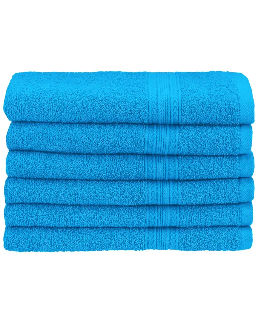 Eco-Friendly 6pc Hand Towel Set - Blue, Cotton image