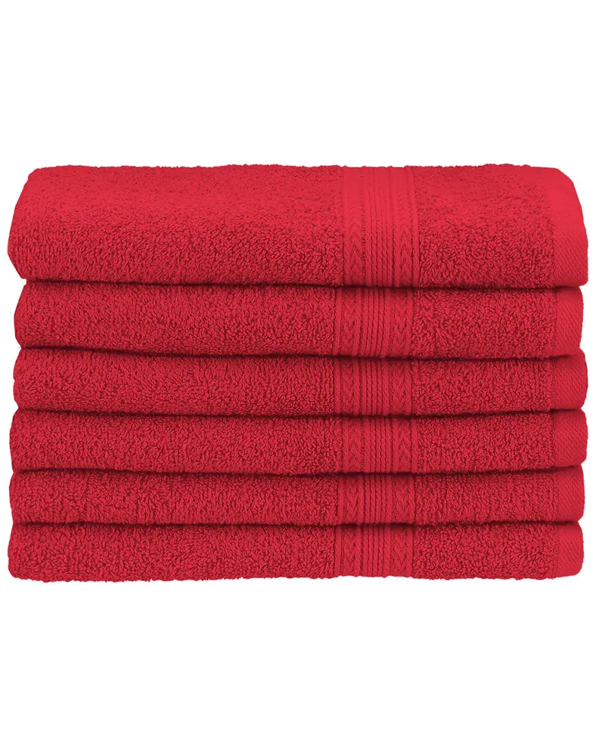 Eco-Friendly 6pc Hand Towel Set - Cranberry, Cotton