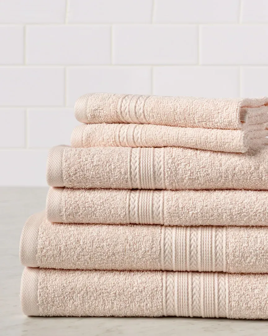 Eco-Friendly 6pc Solid Absorbent Cotton Towel Set - Ivory