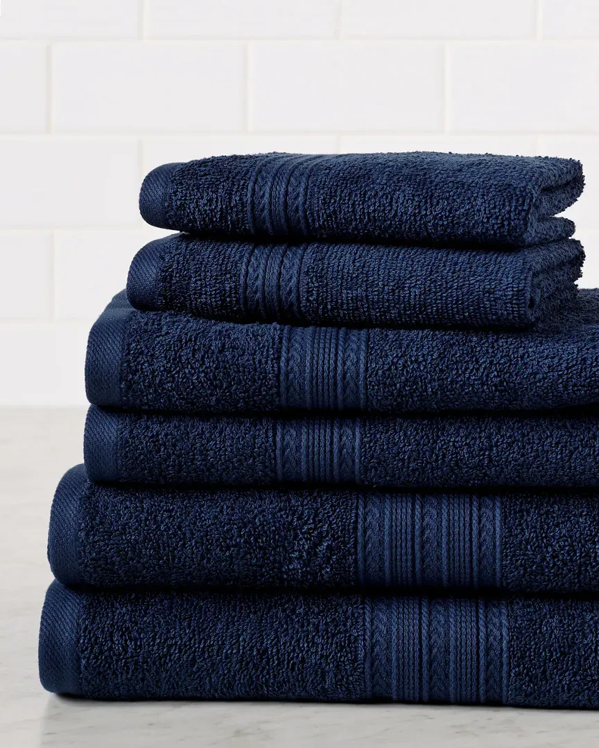 Eco-Friendly 6pc Solid Absorbent Cotton Towel Set - Navy Blue