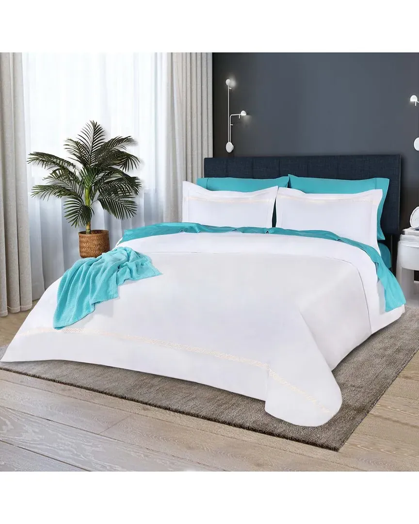 Egyptian Cotton 1000 Thread Count Embroidered Duvet Cover Set - Ivory