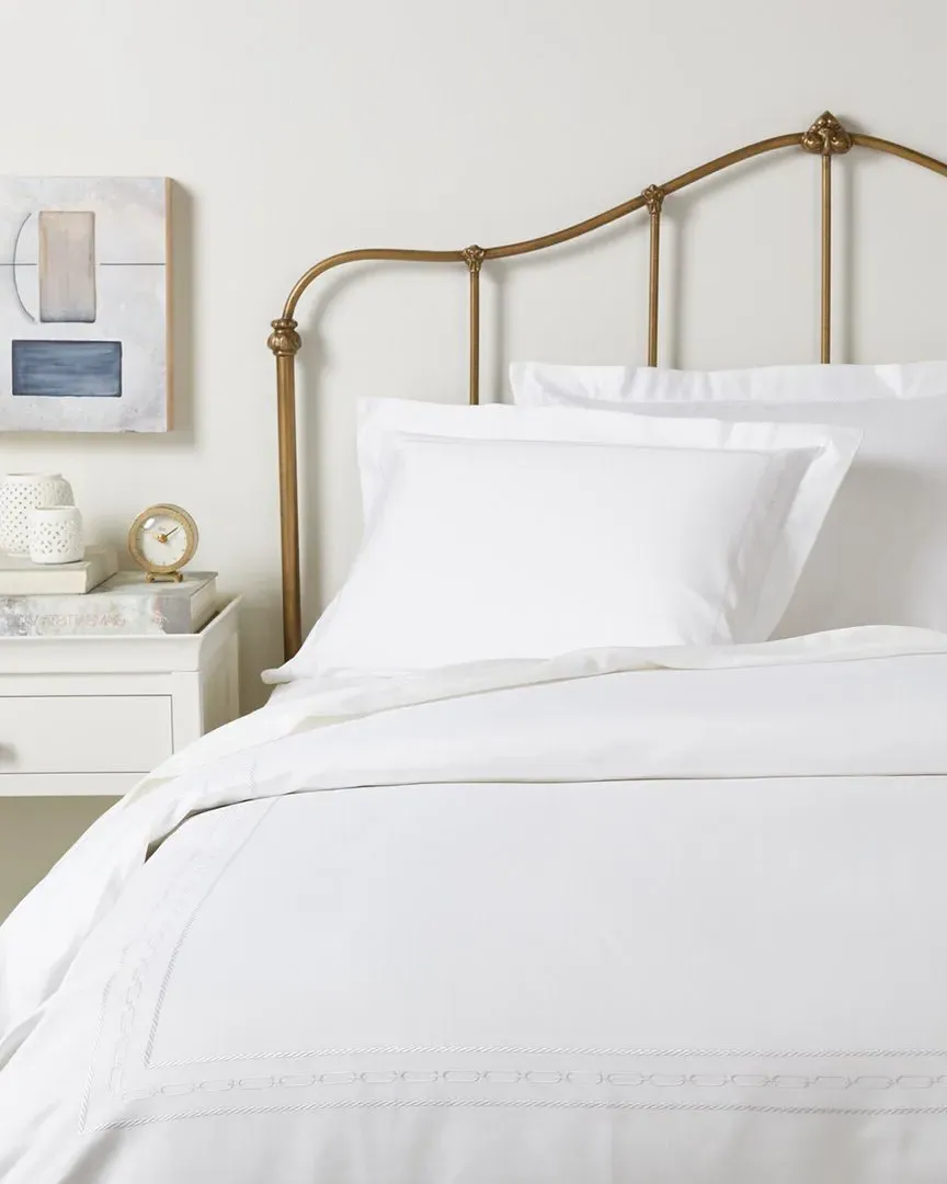 Egyptian Cotton 1000 Thread Count Embroidered Duvet Cover Set - White