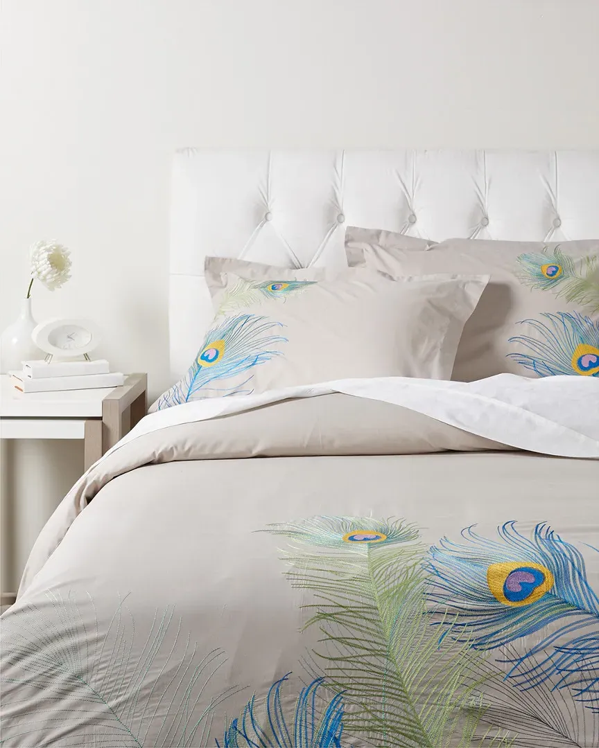 Embroidered Peacock 3pc Duvet Cover Set - Multicolor, Cotton image