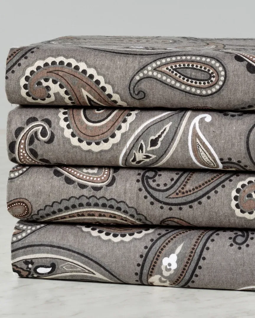 Flannel Deep Pocket Paisley Sheet Set - Grey, Cotton image