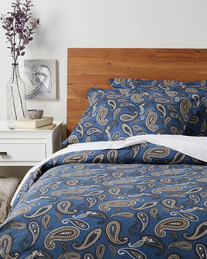 Flannel Duvet Set - Navy Blue