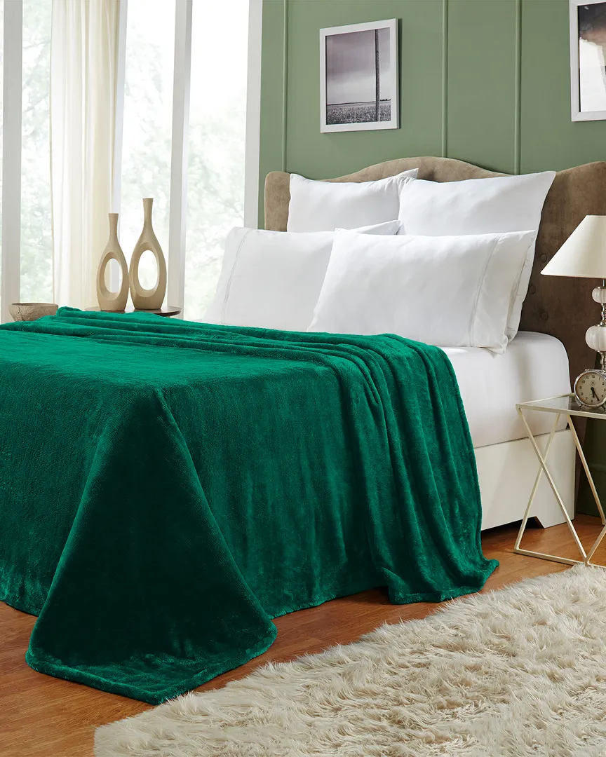 Fleece Microfiber Throw - Evergreen, Polyester