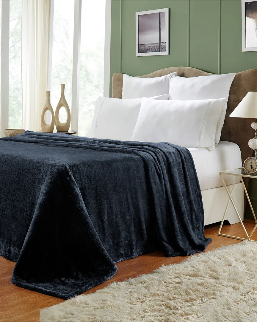 Fleece Microfiber Throw - Navy Blue, Polyester