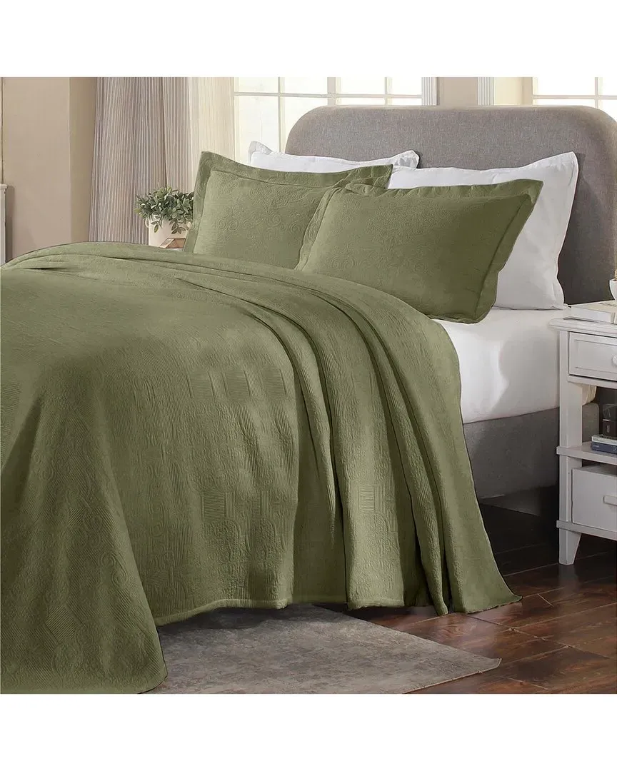 Florin Matelasse Jacquard Bedspread & Pillow Sham Set - Sage