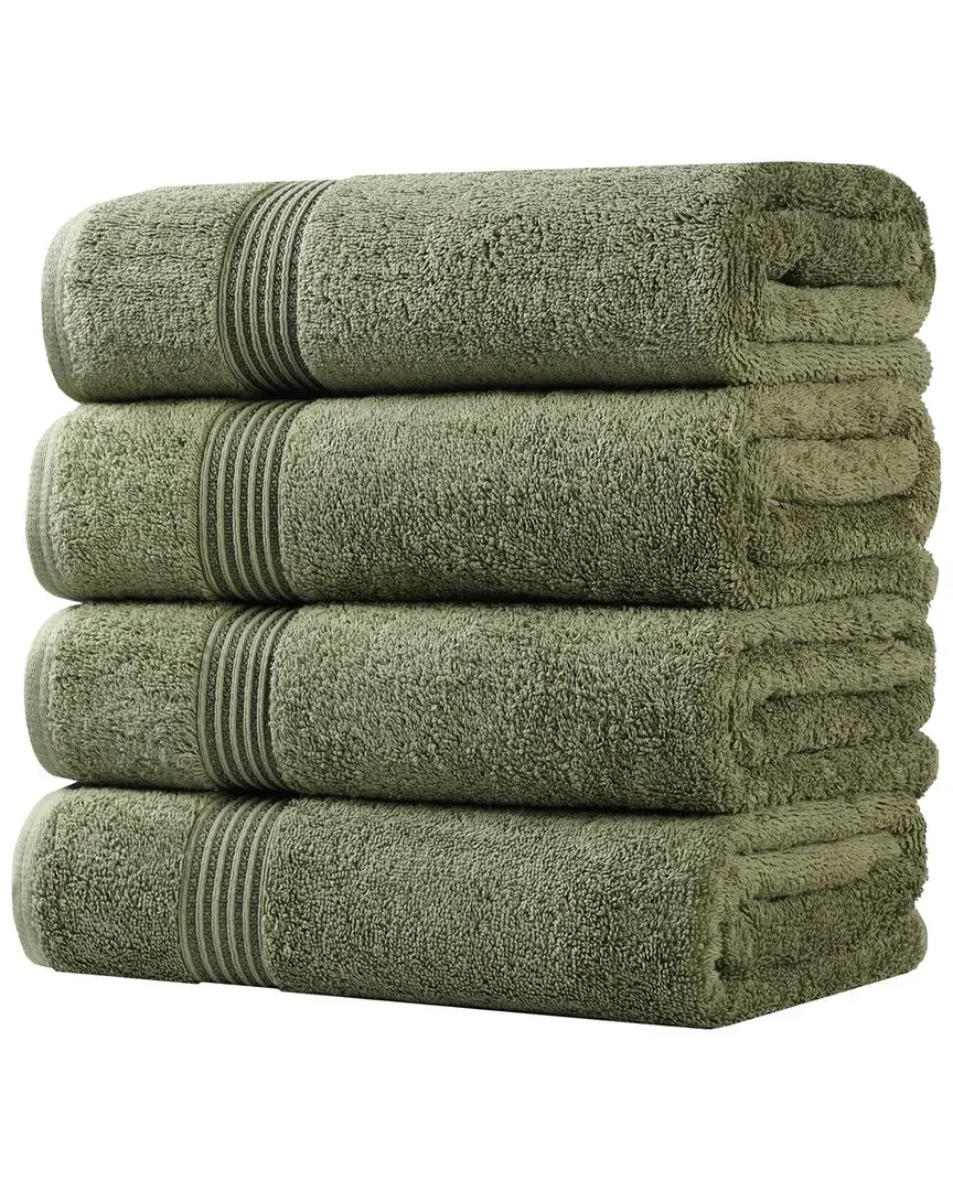 Heritage Set of 4 Bath Towels - Forest Green, Egyptian Cotton