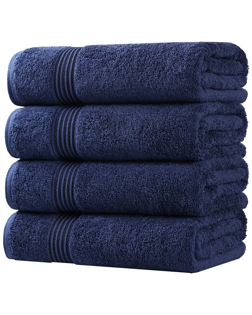 Heritage Set of 4 Bath Towels - Navy Blue, Egyptian Cotton