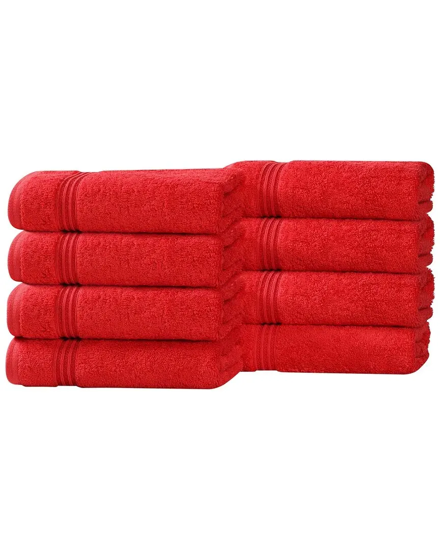 Heritage Set of 8 Hand Towels - Red, Egyptian Cotton