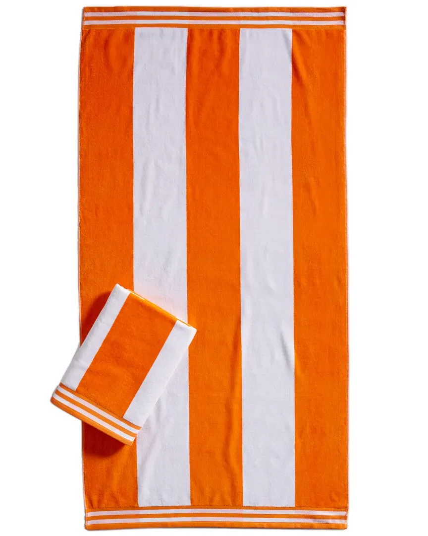 Home City Set of 2 Cabana Stripes Beach Towels - Orange