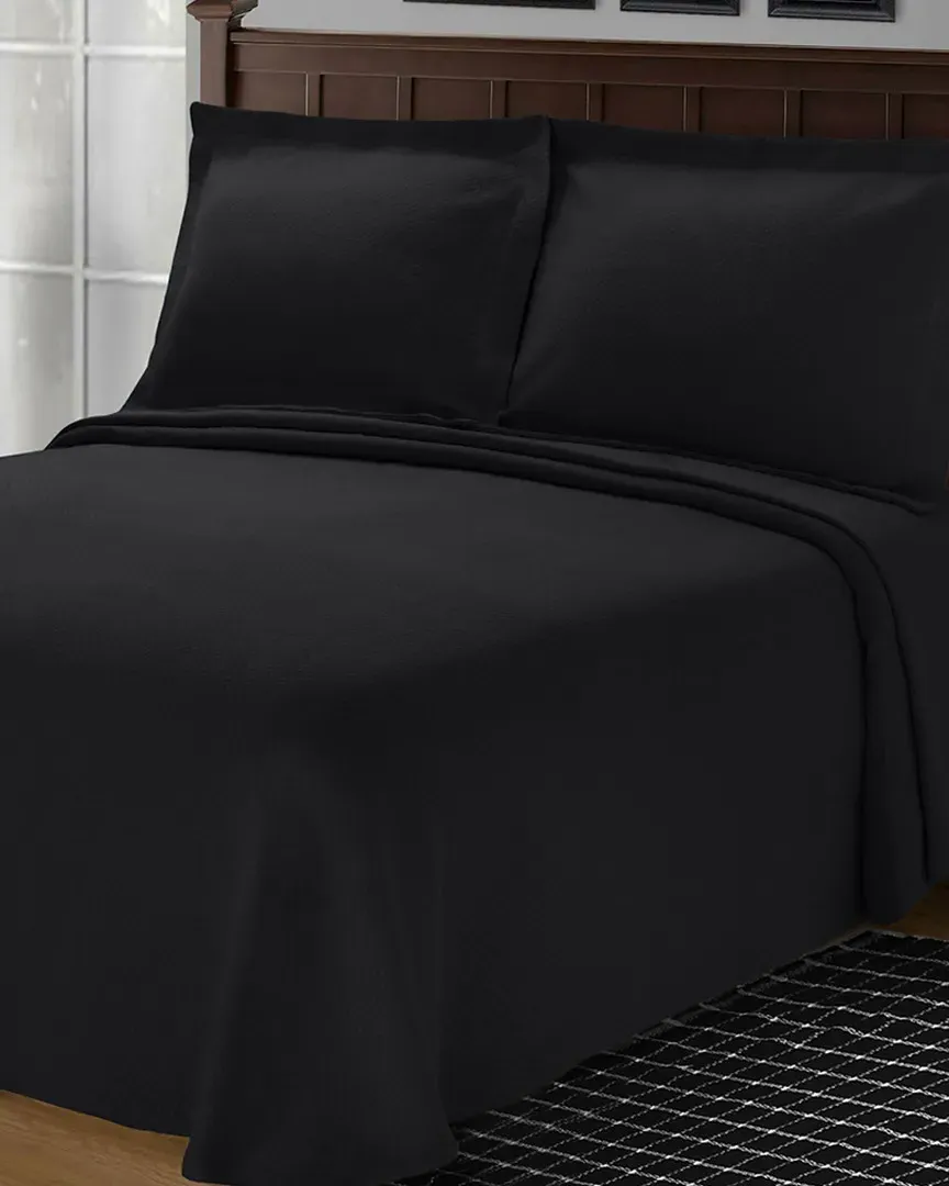 Jacquard Matelasse Diamond Solitaire 3pc Bedspread Set - Black, Cotton