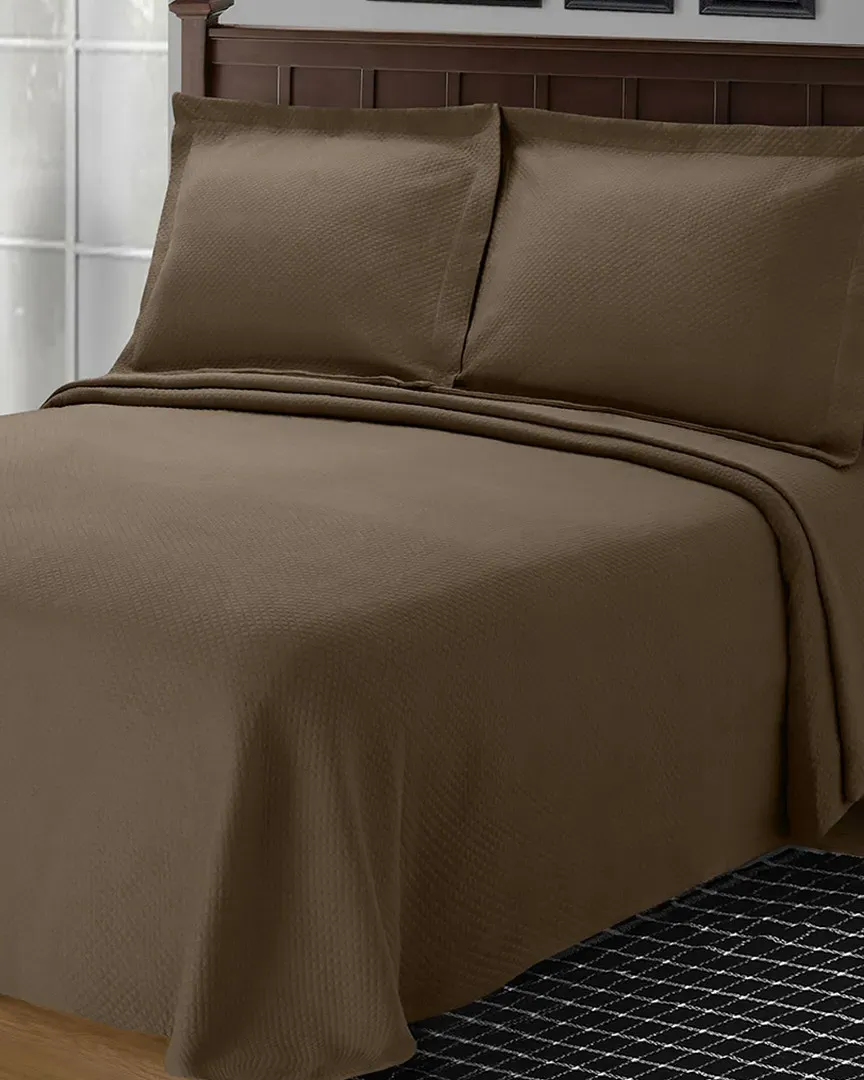 Jacquard Matelasse Diamond Solitaire 3pc Bedspread Set - Taupe, Cotton